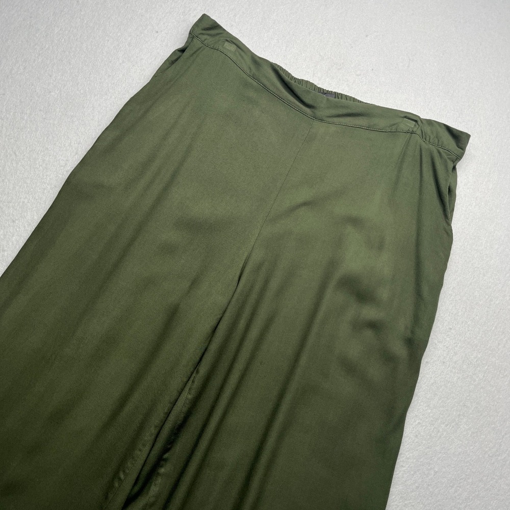 Ellos Wide Leg Pants Olive Green Size 18/20 L Boho Workwear Trousers